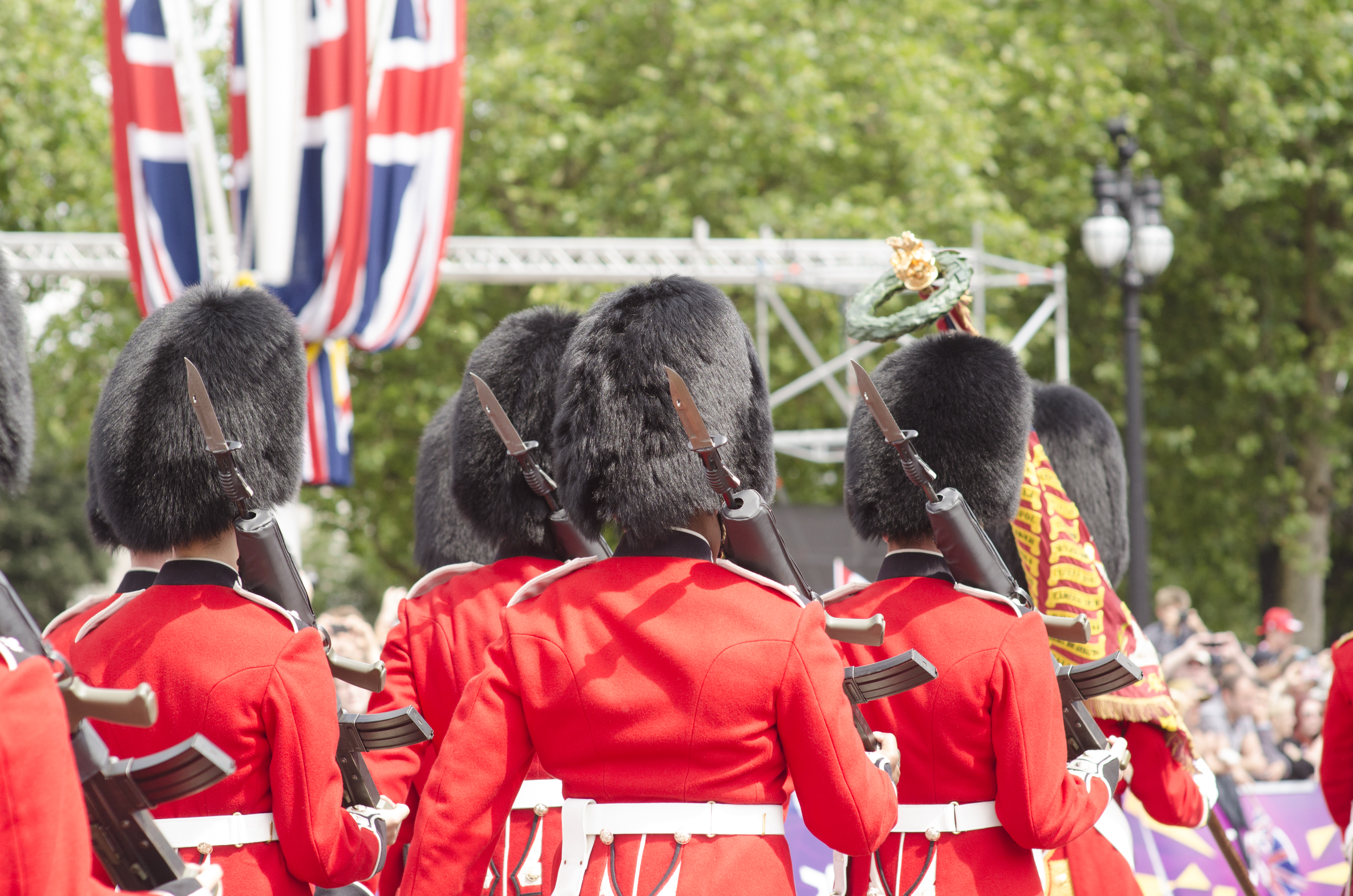 Guards marching on the Mall in London